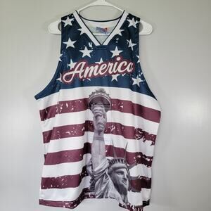 USA Drinking Team Men XL Tank Shirt Drink Pocket 4th Of July Patriot Party Shirt